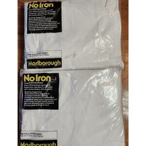 2 Sets White No Iron Marlborough Full Size Fitted Sheets New Old Stock